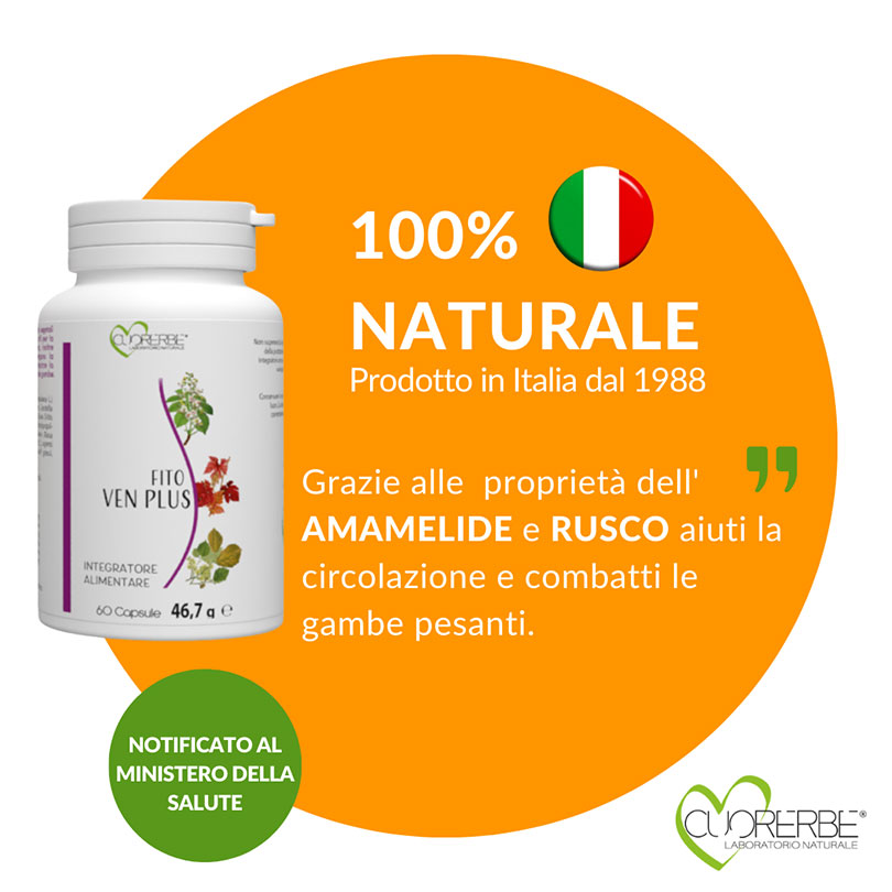 Fito Ven Plus con Amamelide, Rusco, Centella, Vite rossa e Rosa canina 60 capsule