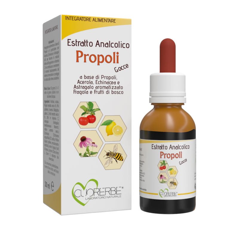 Estratto analcolico a base di Propoli ed essenze vegetali utili per favorire il benessere delle vie respiratorie.