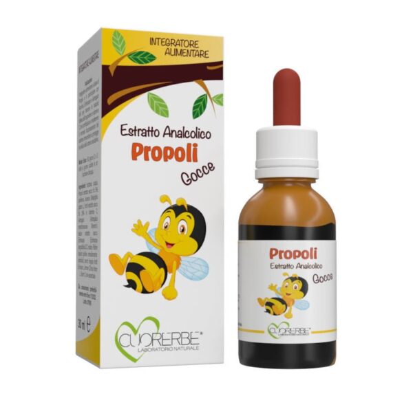 Estratto analcolico per bambini a base di Propoli ed essenze vegetali utili per favorire il benessere delle vie respiratorie.