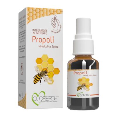 Integratore alimentare spray a base di Propoli ed essenze vegetali utili per favorire il benessere delle vie respiratorie.