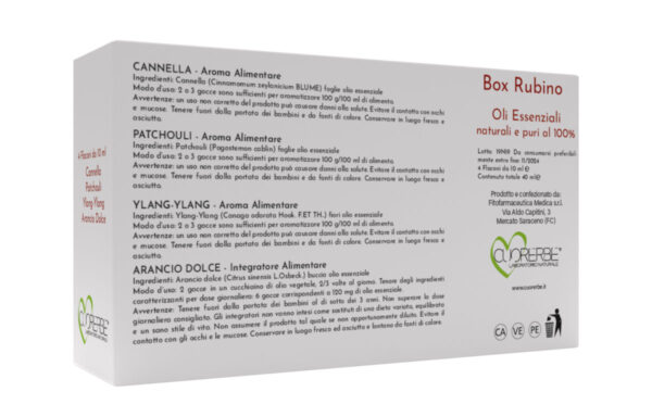 Box Rubino - 4 flaconi di Oli essenziali - Retro