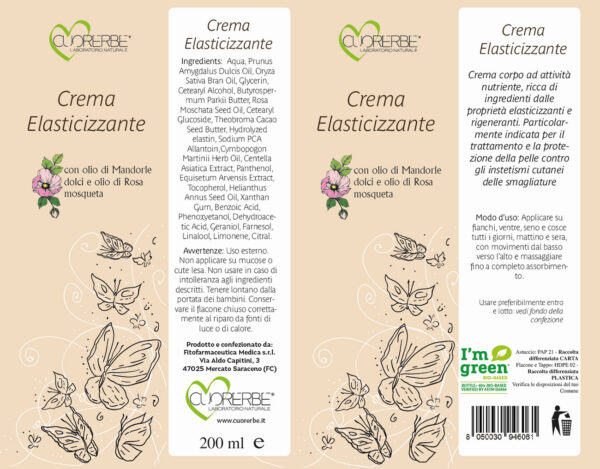 Crema elasticizzante con olio di mandorle dolci e olio di rosa mosqueta astuccio