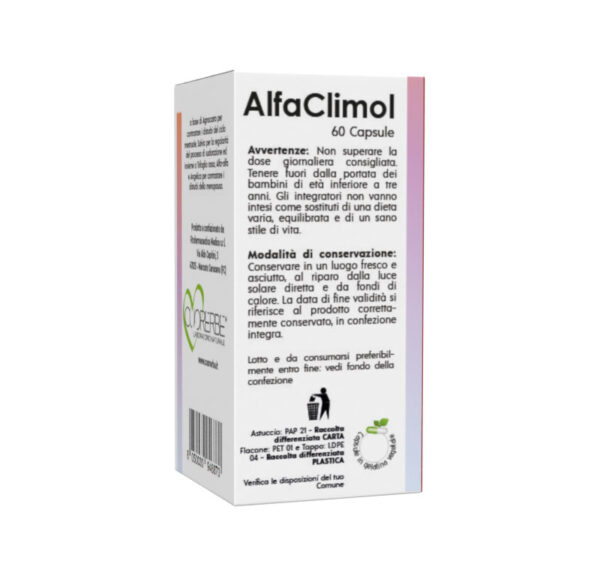 AlfaClimol - Integratore alimentare a base di Agnocasto per contrastare i disturbi del ciclo mestruale, Salvia per la regolarità del processo di sudorazione ed insieme a Trifoglio rosso, Alfa-alfa e Angelica per contrastare i disturbi della menopausa - Retro