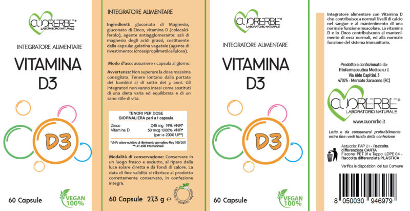Vitamina D3 scatola Cuorerbe