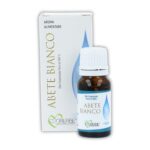 Olio essenziale puro di Abete bianco Cuorerbe con confezione Boccetta di Olio essenziale puro di Abete bianco Cuorerbe con confezione su sfondo bianco