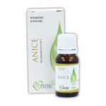 Olio essenziale puro di Anice Cuorerbe con confezione Boccetta di Olio essenziale puro di Anice Cuorerbe con confezione su sfondo bianco