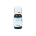 Boccetta di Olio essenziale puro di Basilico Cuorerbe su sfondo bianco