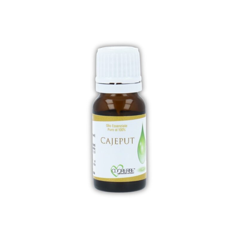 Boccetta di Olio essenziale puro di Cajeput Cuorerbe su sfondo bianco