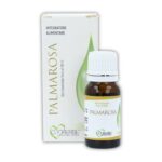Olio essenziale puro di Palmarosa Cuorerbe con confezione Boccetta di Olio essenziale puro di Palmarosa Cuorerbe con confezione su sfondo bianco