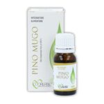 Olio essenziale puro di Pino mugo Cuorerbe con confezione Boccetta di Olio essenziale puro di Pino mugo Cuorerbe con confezione su sfondo bianco