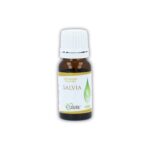 Boccetta di Olio essenziale puro di Salvia Cuorerbe su sfondo bianco